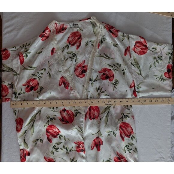 Vintage Josie Floral Lace Trim Nightie w/ Matching Robe Coquette Sexy Silky EUC - Picture 7 of 10